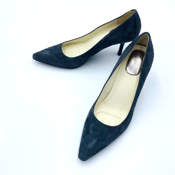 Calvin Klein Dolly Pointed Toe Suede Pumps Women's Size 5.5 M - Gray E3683 - Picture 3 of 10